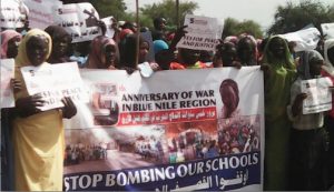 Maban refugees at protest (Nuba Reports)